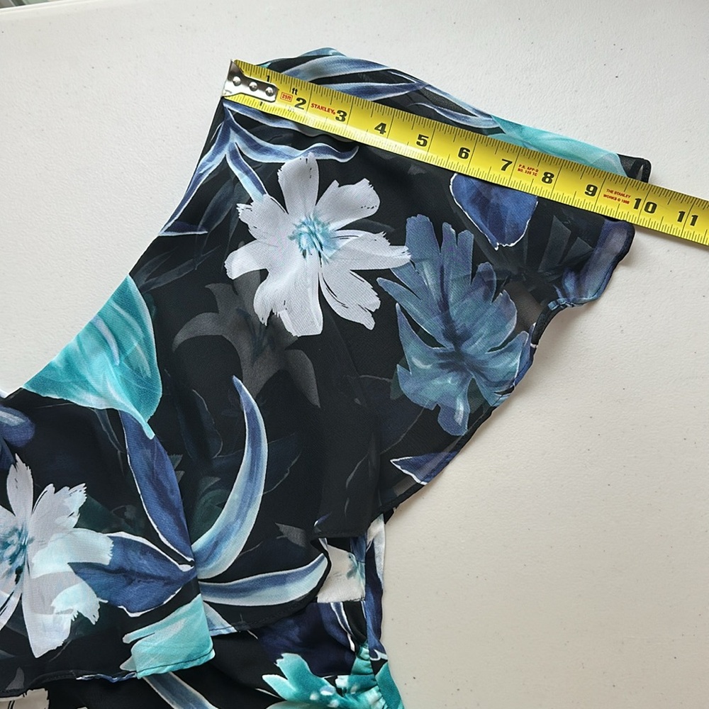 Connected Apparel Blue Sheath Midi Dress with Flutter Sleeves Size 8 - Picture 10 of 14